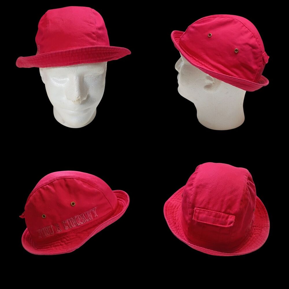 Vintage FUBU Bucket Hat Red Embroidered Logo Pocket 90s Y2K Hip Hop Youth